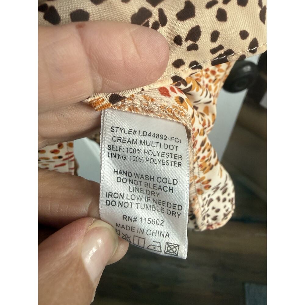 Lush Cream Multi Dot Est Small Tiered Mini Dress Womens Smocked Waist NWT - Picture 6 of 7